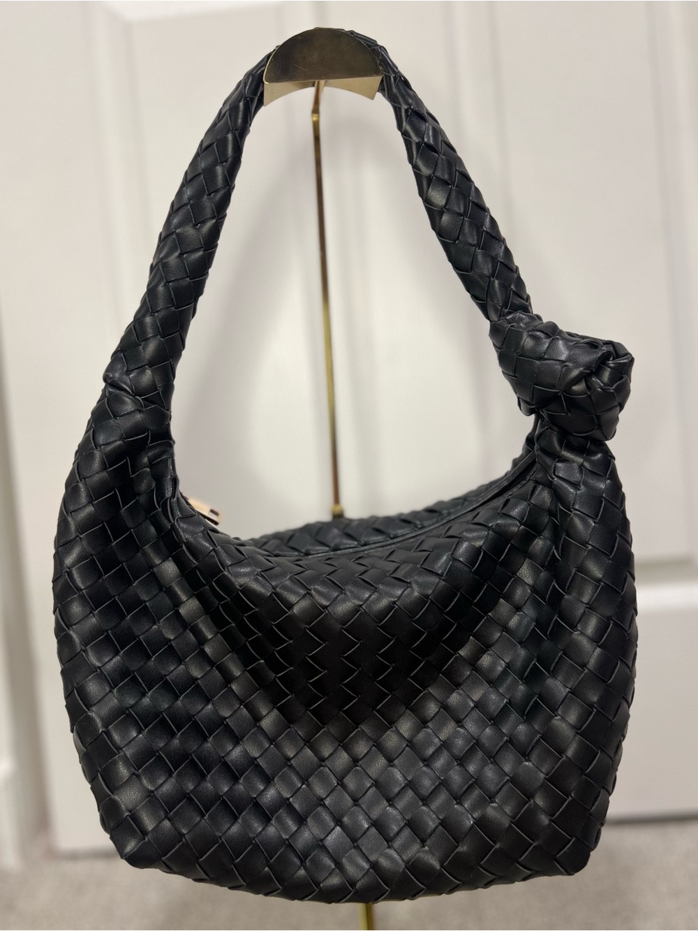 Bottega Inspired Black Hobo Woven Shoulder Bag